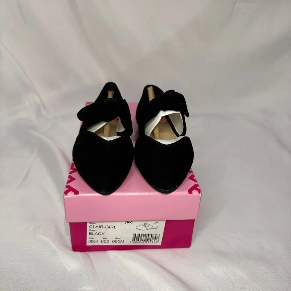 Girls' Clair-Girl Bow Tie Suede Casual Flats Size 8M